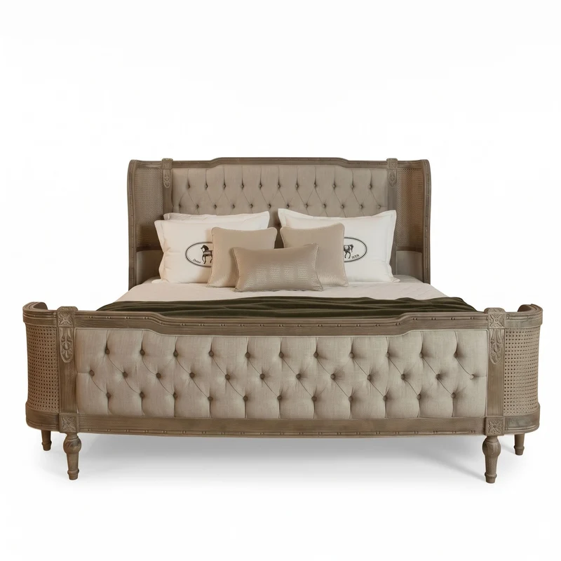 Pompöös by Casa Padrino Luxus Barock Doppelbett Provence Grau / Braun 200 x 200 cm - designed by Harald Glööckler