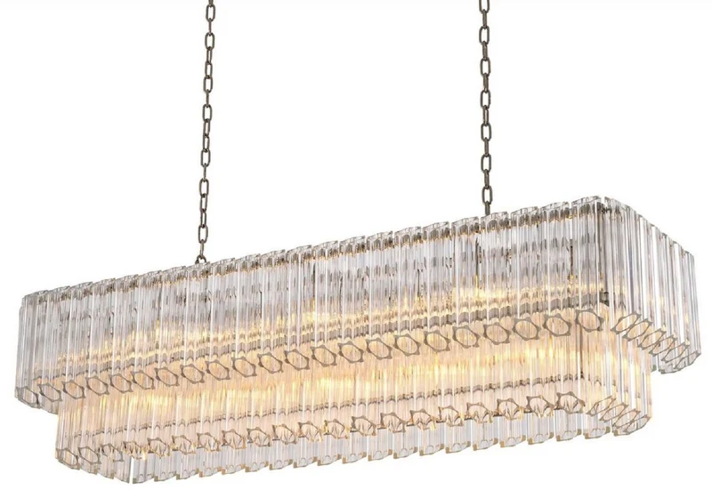 Casa Padrino Luxus Kronleuchter Silber 148 x 47 x H. 44 cm - Luxus Hotel & Restaurant Kronleuchter - Luxus Qualität