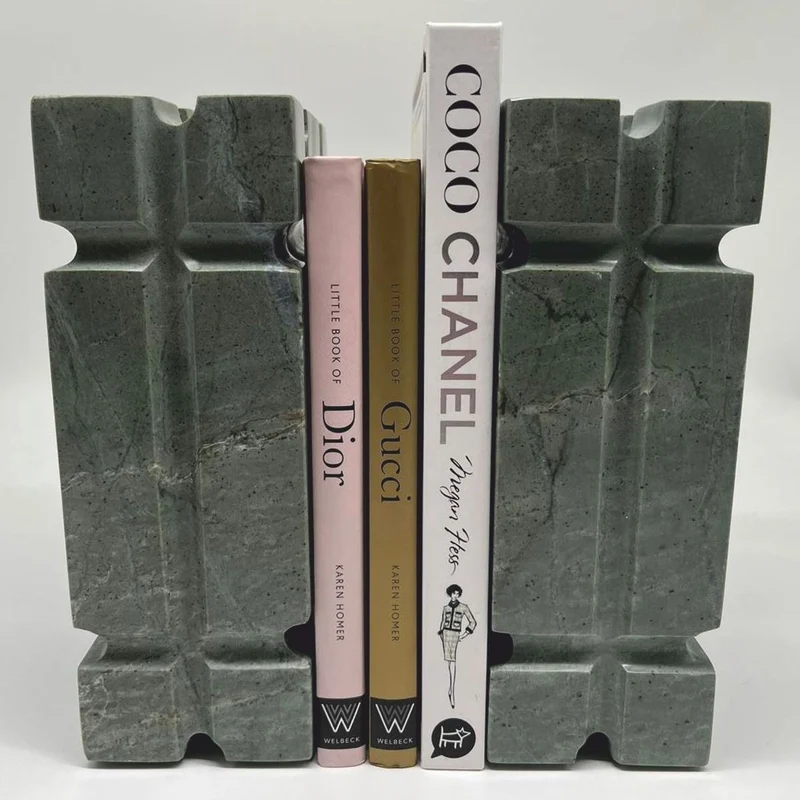 Casa Padrino Luxus Marmor Deko Buchstützen Set Grau - Deko Accessoires