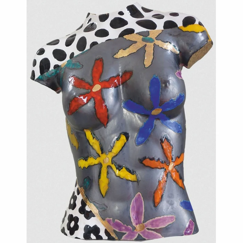 Casa Padrino Luxus Keramik Deko Frauen Torso Bunt H. 56 cm - Handgefertigt & Handbemalt