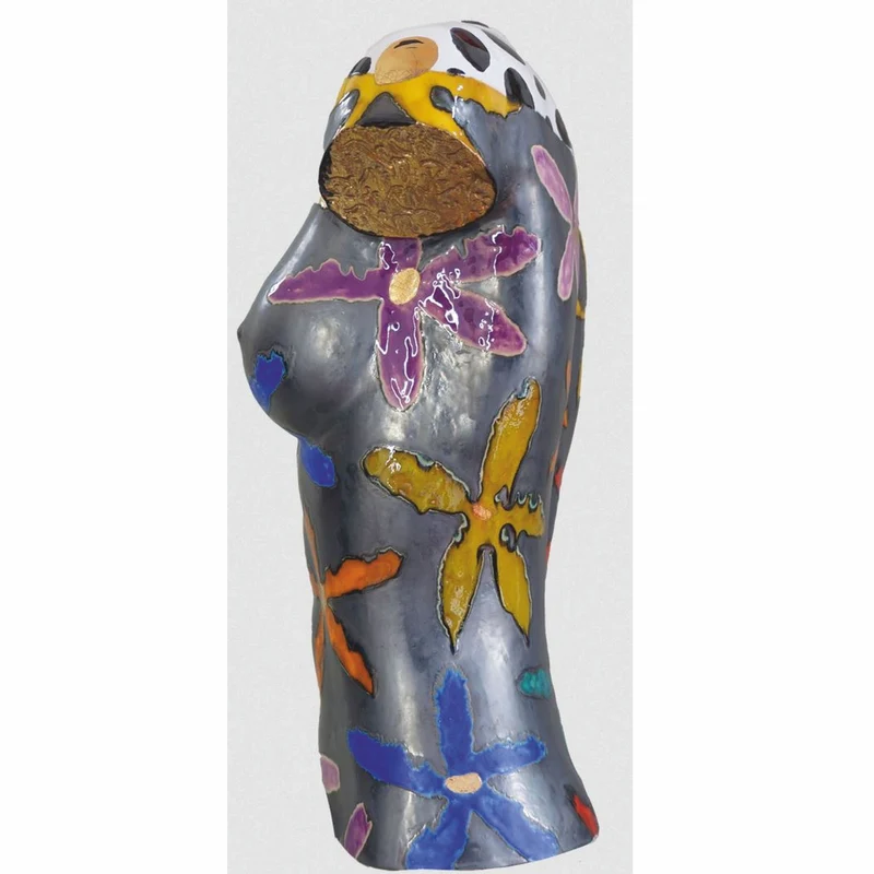Casa Padrino Luxus Keramik Deko Frauen Torso Bunt H. 56 cm - Handgefertigt & Handbemalt