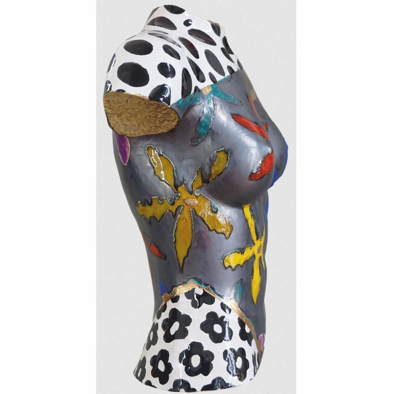 Casa Padrino Luxus Keramik Deko Frauen Torso Bunt H. 56 cm - Handgefertigt & Handbemalt