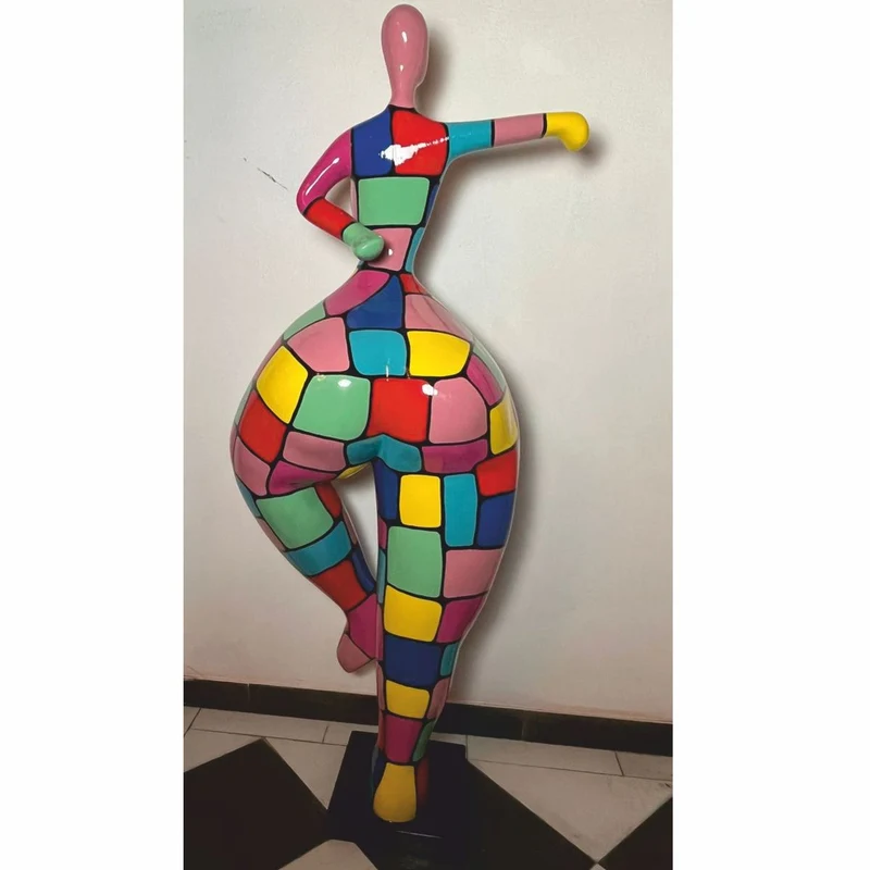 Casa Padrino Deko Skulptur Frau beim Sport Bunt H. 132 cm - Garten Figur