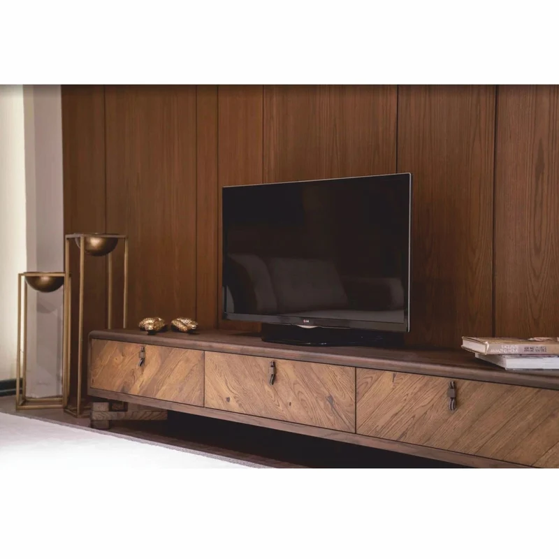 Casa Padrino Luxus TV Schrank mit 3 Schubladen Braun 240 cm - Wohnzimmer & Hotel Möbel