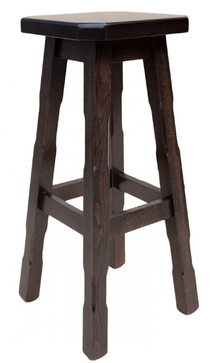 Casa Padrino Landhausstil Barhocker Dunkelbraun H. 80 cm - Massivholz Bar Möbel