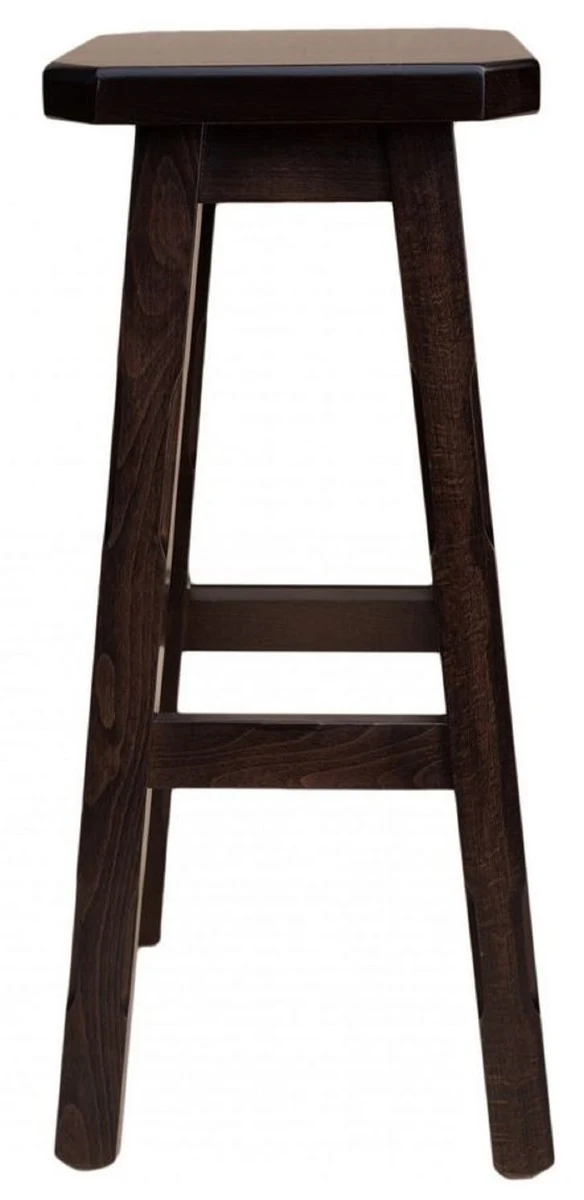Casa Padrino Landhausstil Barhocker Dunkelbraun H. 80 cm - Massivholz Bar Möbel