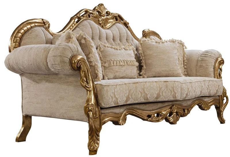 Casa Padrino Luxus Barock Sofa Weiß / Gold 235 cm - Barock Wohnzimmer Möbel