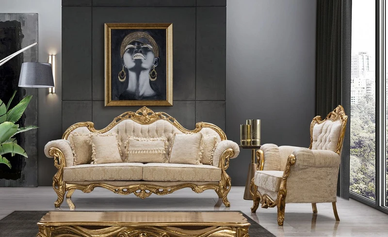 Casa Padrino Luxus Barock Sofa Weiß / Gold 235 cm - Barock Wohnzimmer Möbel