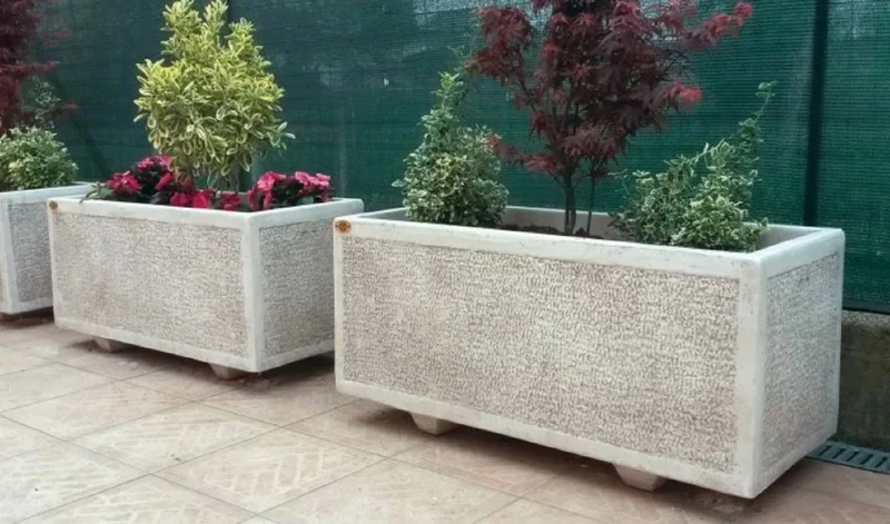 Casa Padrino Blumenkübel Grau 92 x 35 x H. 40 cm - Rechteckiger Pflanzkübel