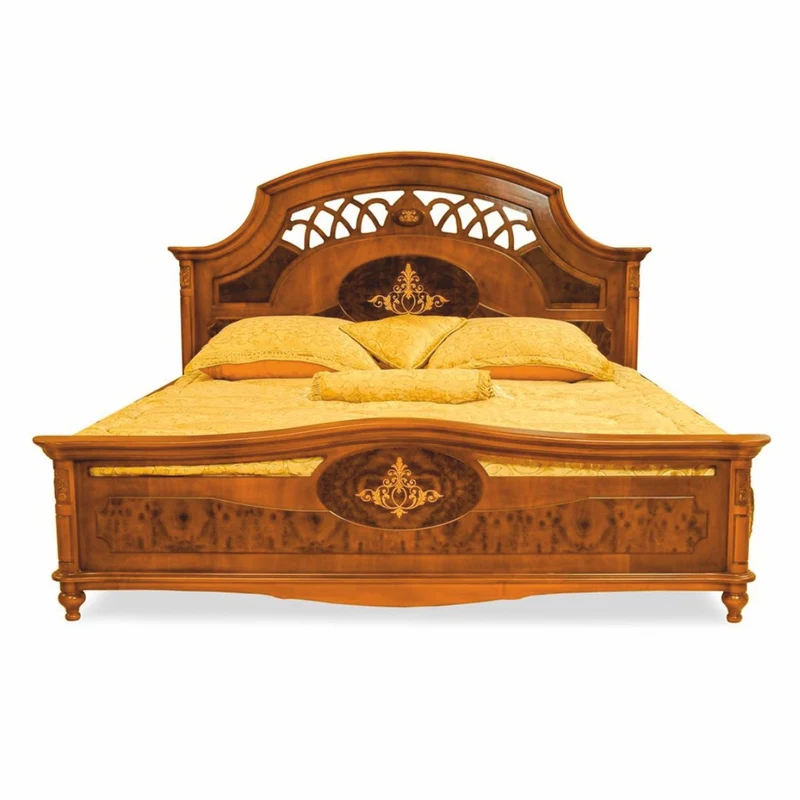 Casa Padrino Luxus Barock Massivholz Doppelbett Braun / Dunkelbraun - Barock Schlafzimmer Möbel