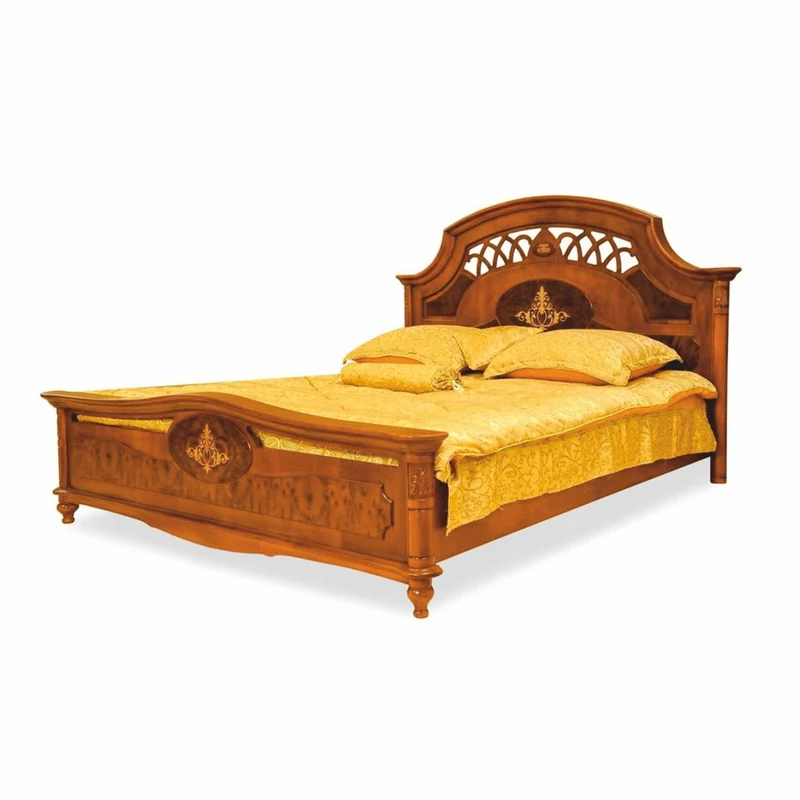 Casa Padrino Luxus Barock Massivholz Doppelbett Braun / Dunkelbraun - Barock Schlafzimmer Möbel