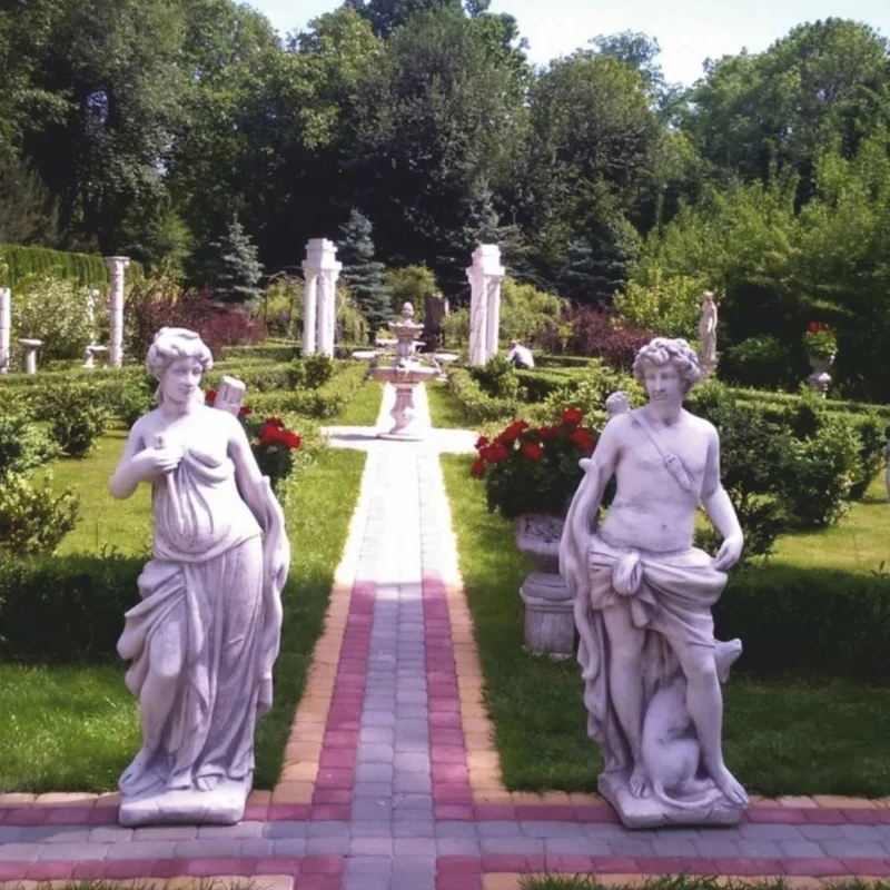 Casa Padrino Jugendstil Garten Deko Skulpturen Set Mann und Frau Grau - Garten Figuren