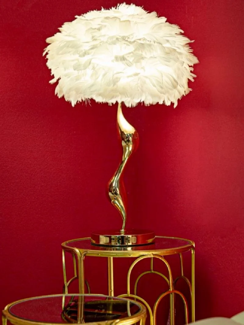 Casa Padrino Luxus Tischleuchte Gold / Weiß Ø 40 x H. 63 cm
