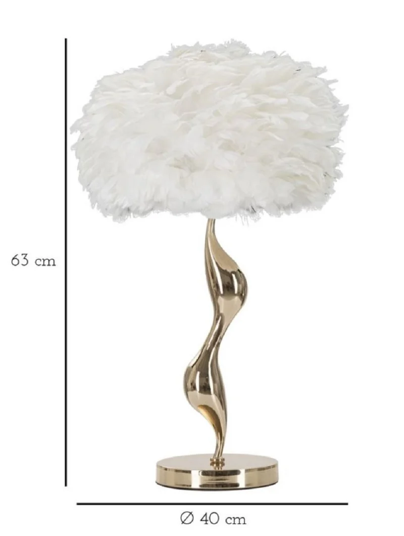 Casa Padrino Luxus Tischleuchte Gold / Weiß Ø 40 x H. 63 cm
