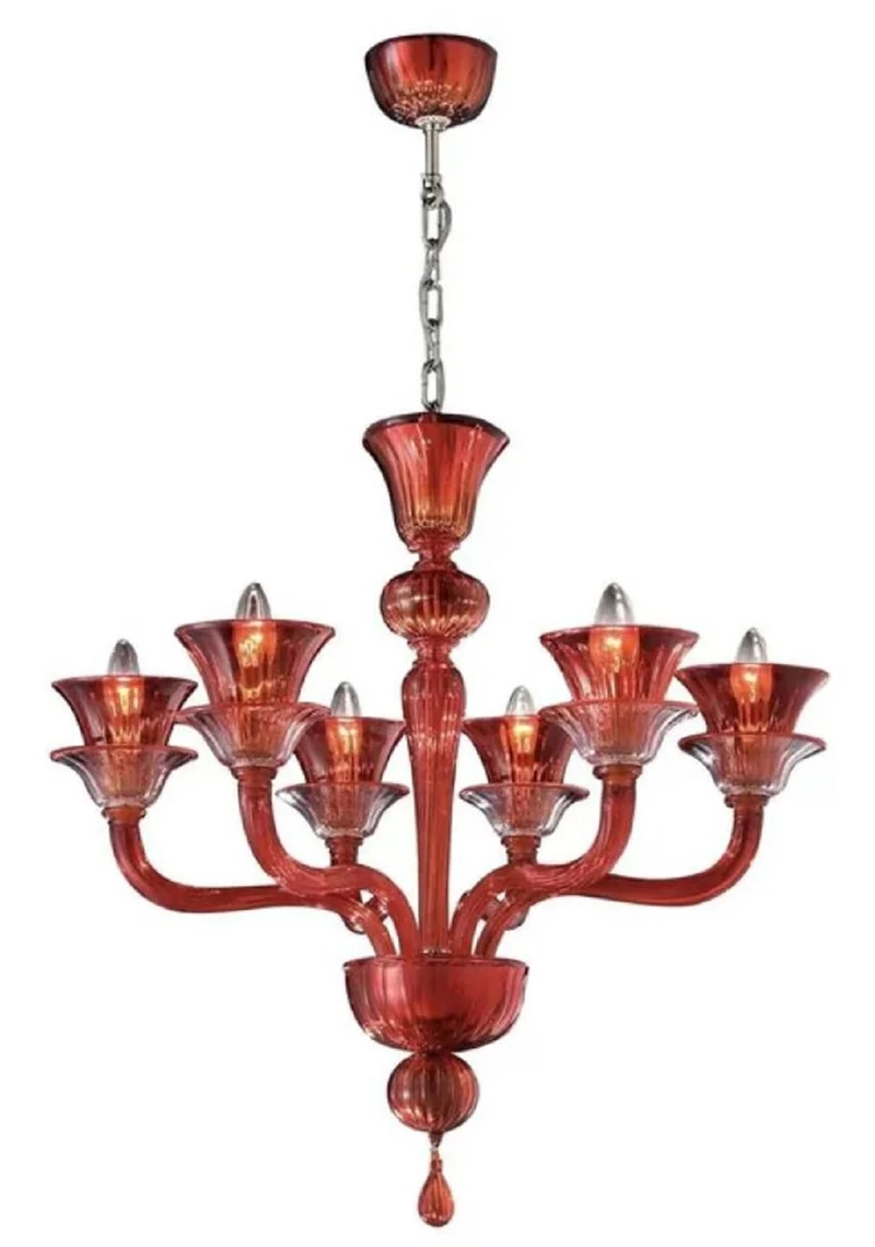 Casa Padrino Luxus Barock Kristallglas Kronleuchter Rot Ø 70 x H. 71 cm - Made in Italy