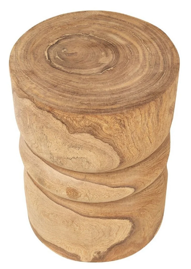 Casa Padrino Luxus Massivholz Beistelltisch / Hocker Naturfarben Ø 33,5 x H. 46 cm - Luxus Möbel