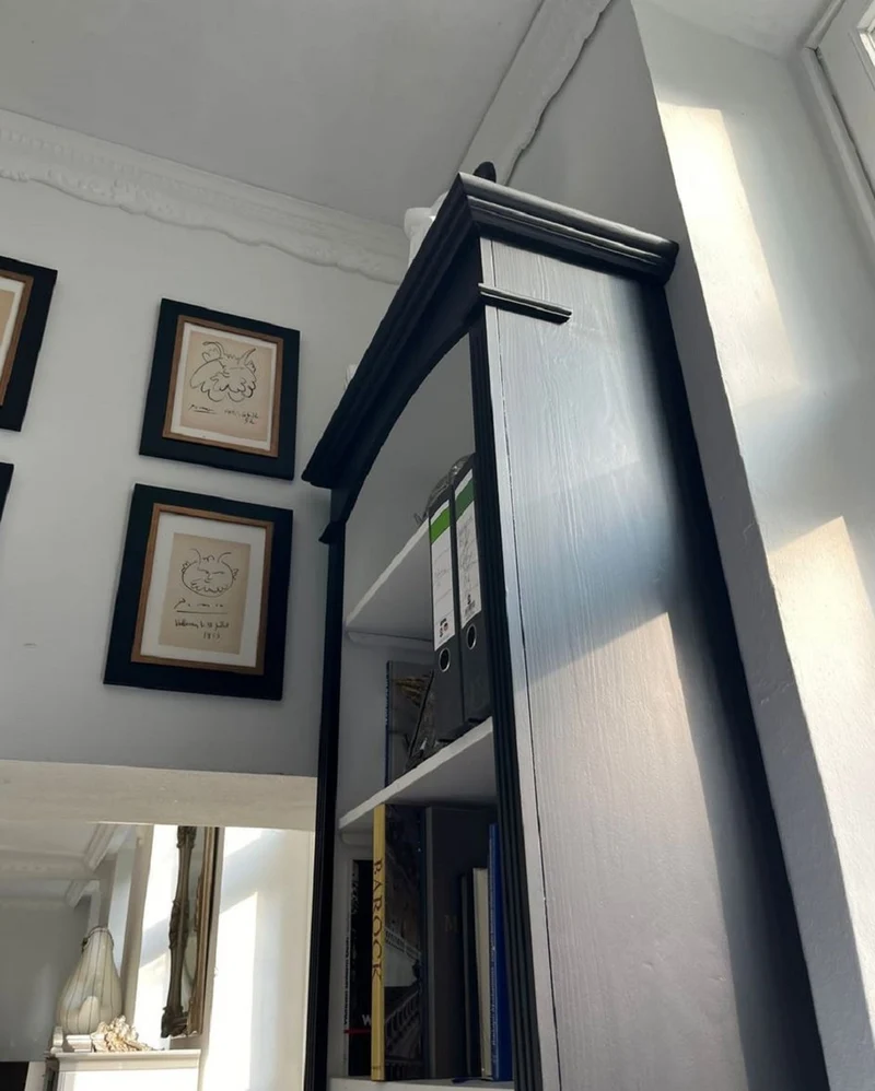 Casa Padrino Landhausstil Bücherschrank Schwarz / Weiß H. 280 cm - Landhausstil Möbel