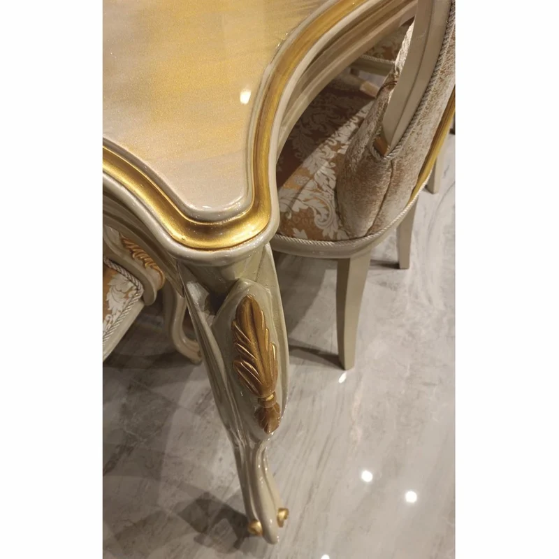 Casa Padrino Luxus Barock Esstisch Grau / Gold 226 cm - Barock Esszimmer Möbel
