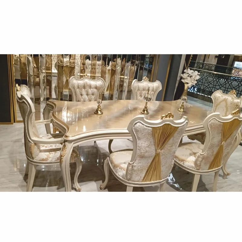 Casa Padrino Luxus Barock Esstisch Grau / Gold 226 cm - Barock Esszimmer Möbel