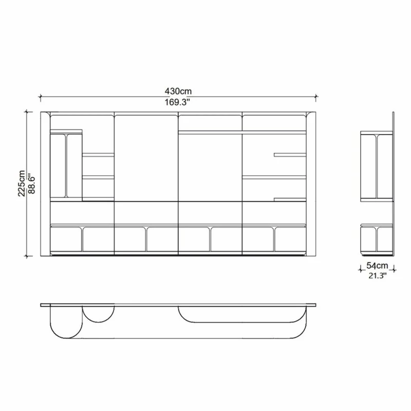 Casa Padrino Luxus TV Schrank Weiß / Grau / Kupfer 430 cm - Wohnzimmer & Hotel Möbel