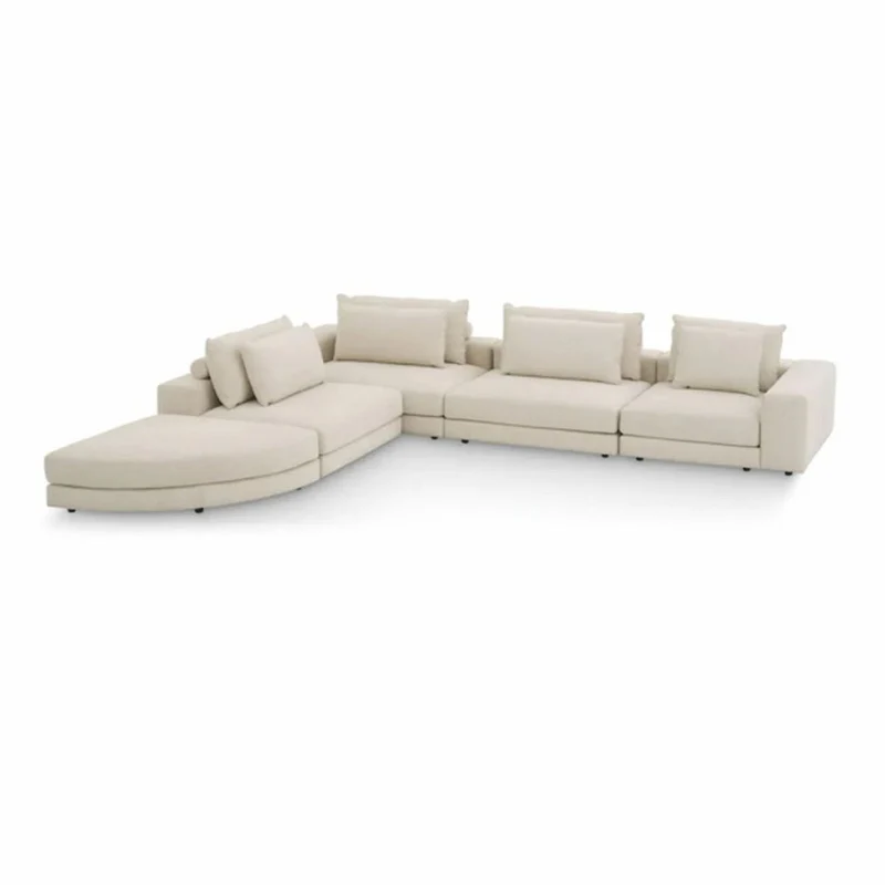 Casa Padrino Luxus Ecksofa Beige / Schwarz 388 x 360 cm - Modulares Wohnzimmer Sofa - Luxus Möbel