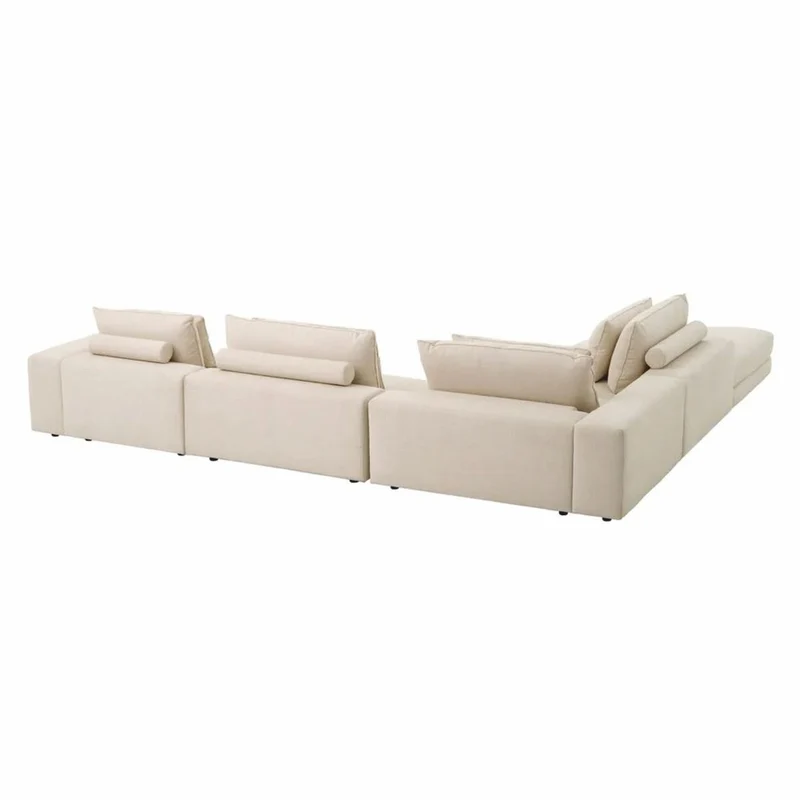 Casa Padrino Luxus Ecksofa Beige / Schwarz 388 x 360 cm - Modulares Wohnzimmer Sofa - Luxus Möbel