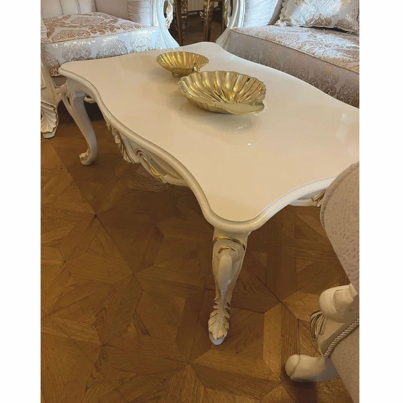 Casa Padrino Luxus Barock Wohnzimmer Set Weiß / Gold - Barockstil Möbel