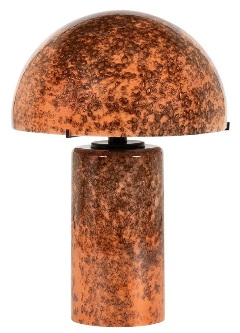 Casa Padrino Luxus Glas Tischleuchte Orange / Braun H. 36 cm - Runde Schreibtischleuchte