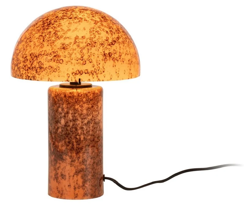 Casa Padrino Luxus Glas Tischleuchte Orange / Braun H. 36 cm - Runde Schreibtischleuchte