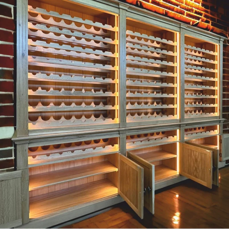 Casa Padrino Landhausstil Weinschrank Grau / Braun 300 cm - Landhausstil Bar Möbel