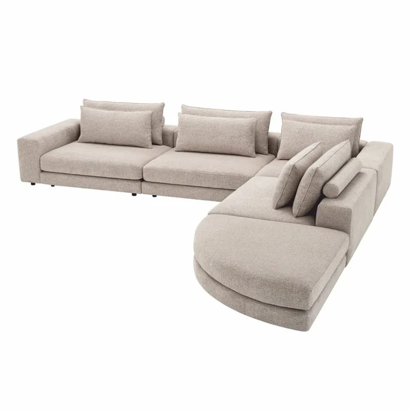 Casa Padrino Luxus Ecksofa Greige / Schwarz 388 x 360 cm - Modulares Wohnzimmer Sofa - Luxus Möbel