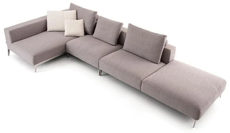 Casa Padrino Luxus Sofa Grau / Silber 400 x 178 x H. 56 cm - Verstellbares Wohnzimmer Ecksofa - Luxus Wohnzimmer Möbel
