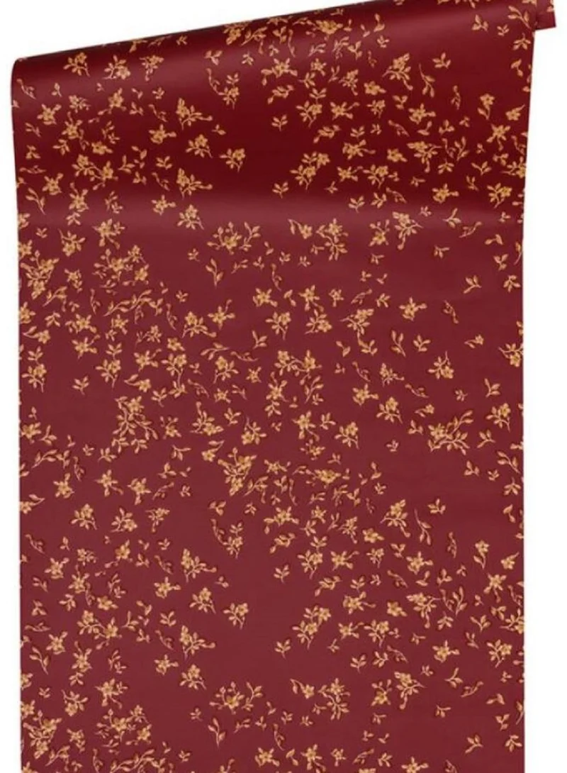 Versace Designer Tapete Barock Blumen 935857 Rot / Beige / Braun - Satintapete mit elegantem Muster - Hochwertige Qualität