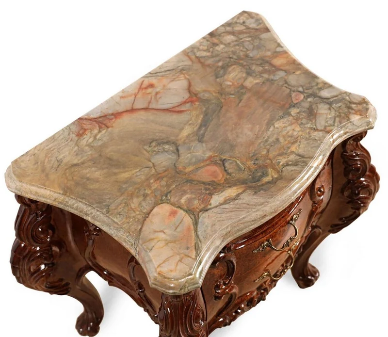 Casa Padrino Luxus Barock Nachtkommode Braun / Beige 74 cm - Barockstil Schlafzimmer Möbel