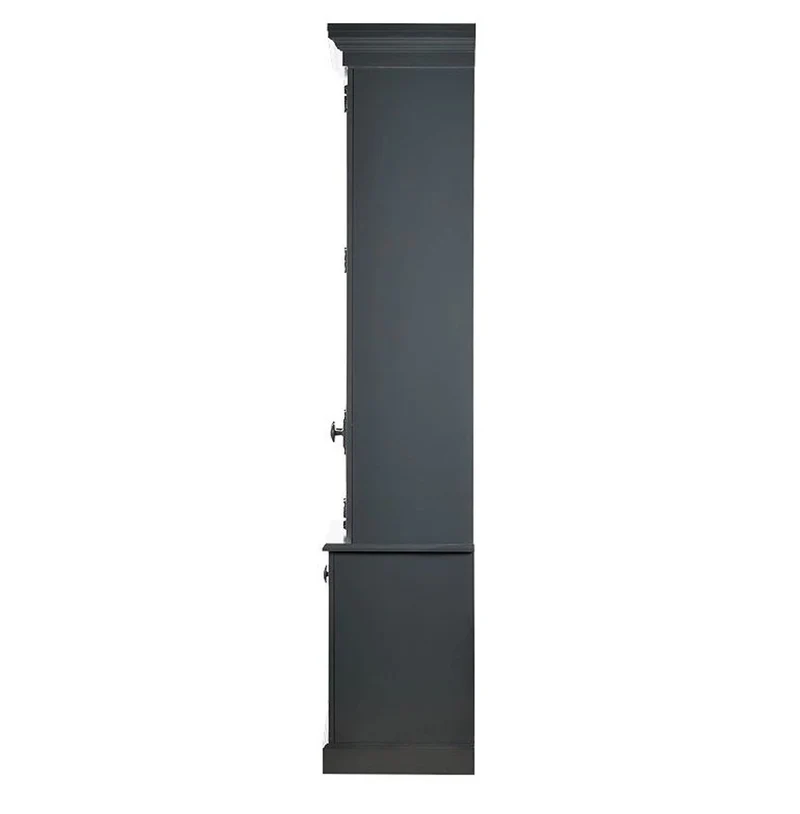 Casa Padrino Massivholz Schrank Grau mit großzügigem Stauraum 48 x 88 x 245cm mit 4 Türen