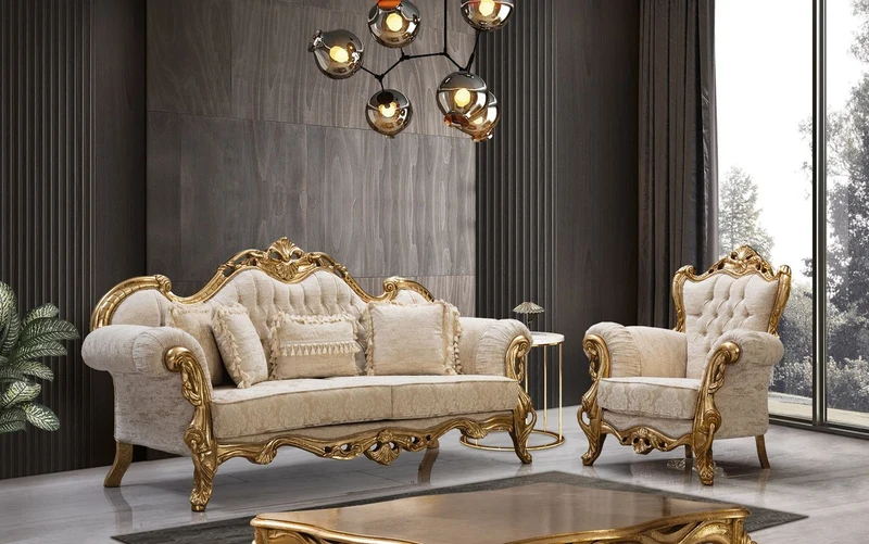 Casa Padrino Luxus Barock Wohnzimmer Sessel Weiß / Gold - Handgefertigte Barockstil Möbel