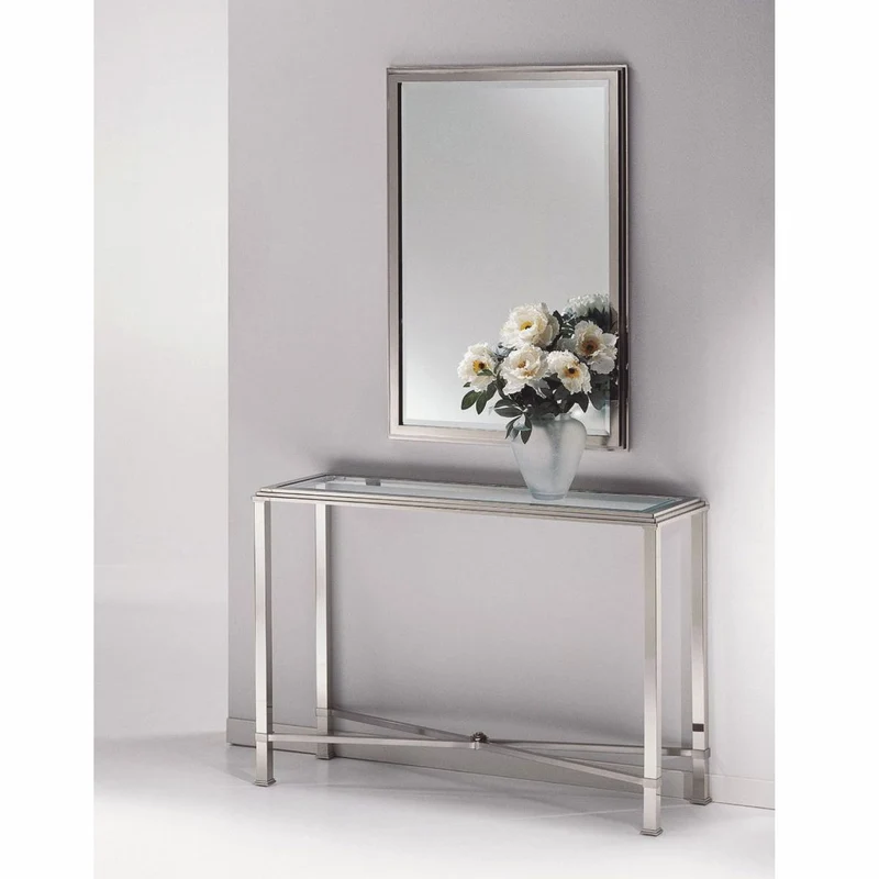 Casa Padrino Luxus Messing Konsole Silber 105 x 35 x H. 81 cm - Made in Italy