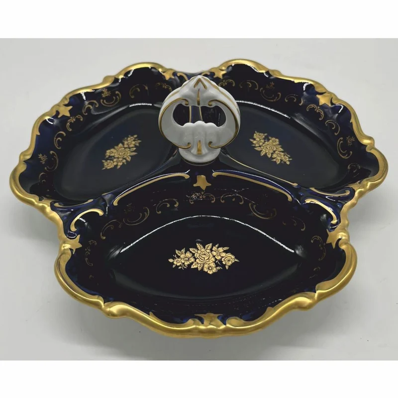 Casa Padrino Luxus Barock Porzellan Servierschale mit Tragegriff Ø 25 cm - Reichenbach Porzellan