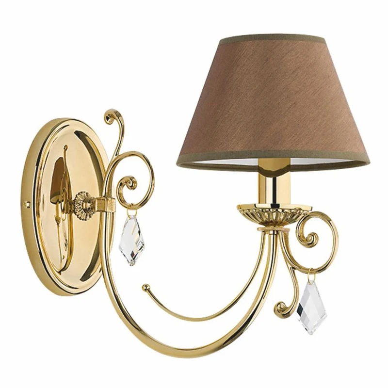 Casa Padrino Luxus Barock Kristall Wandleuchte Gold / Braun H. 29 cm