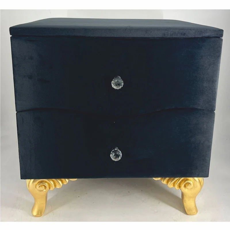 Casa Padrino Barock Nachtkommode mit 2 Schubladen Schwarz / Gold - Barockstil Schlafzimmer Möbel