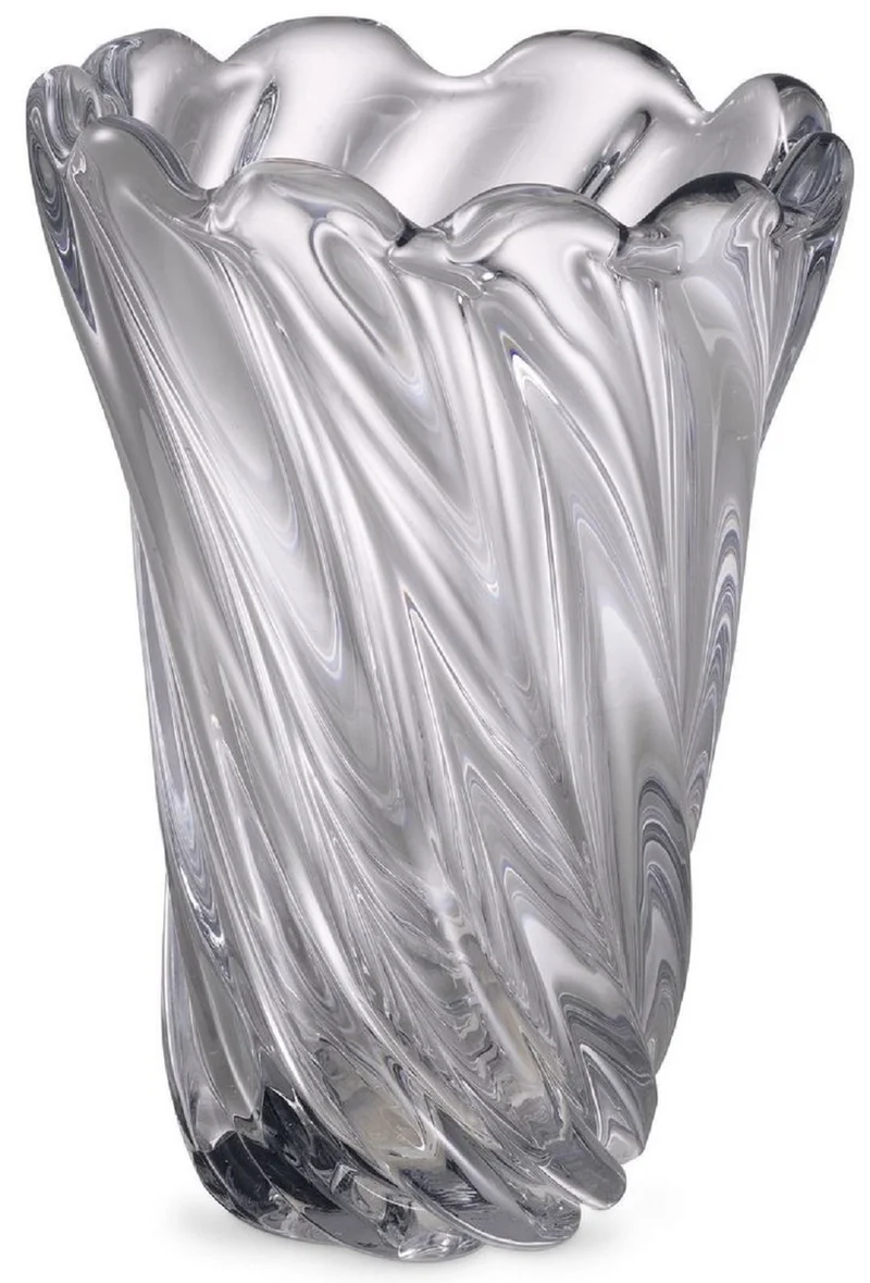 Casa Padrino Luxus Deko Glas Vase Ø 20,5 x H. 29 cm - Mundgeblasene Blumenvase - Luxus Deko Accessoires