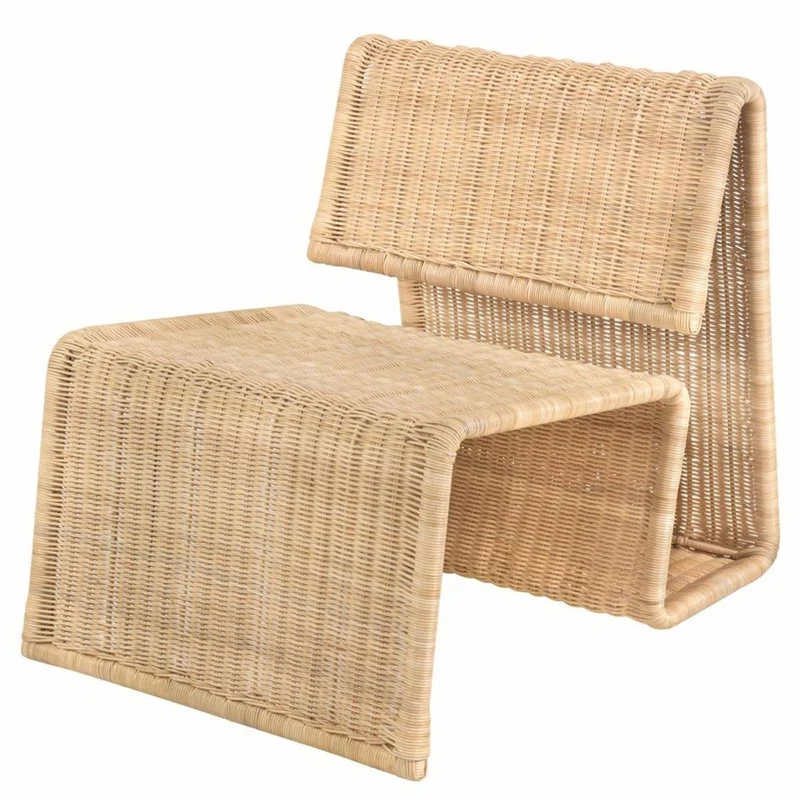 Casa Padrino Luxus Rattan Sessel Naturfarben - Rattan Wohnzimmer Möbel