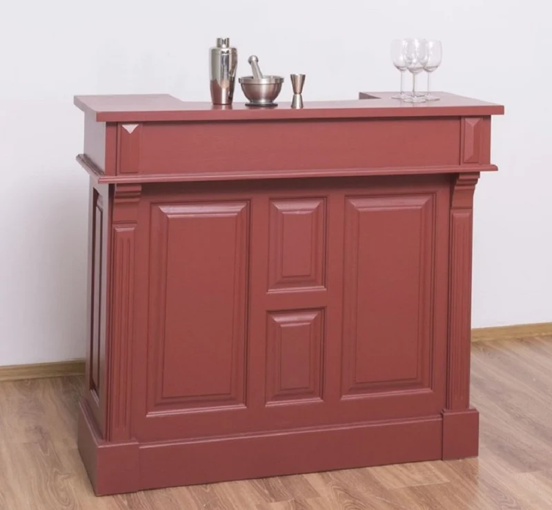 Casa Padrino Landhausstil Bar Theke Bordeauxrot 120 cm - Massive Bar Möbel