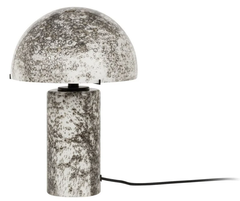Casa Padrino Luxus Glas Tischleuchte Weiß / Grau H. 36 cm - Runde Schreibtischleuchte