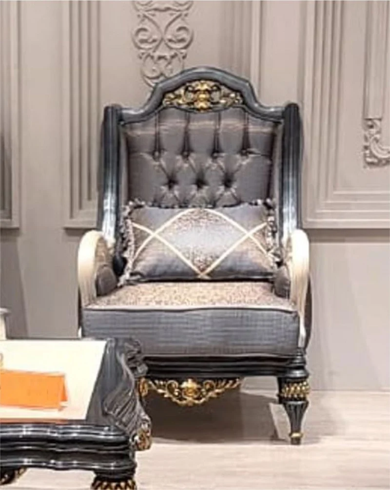 Casa Padrino Luxus Barock Wohnzimmer Sessel Grau / Weiß / Gold - Barock Wohnzimmer Möbel