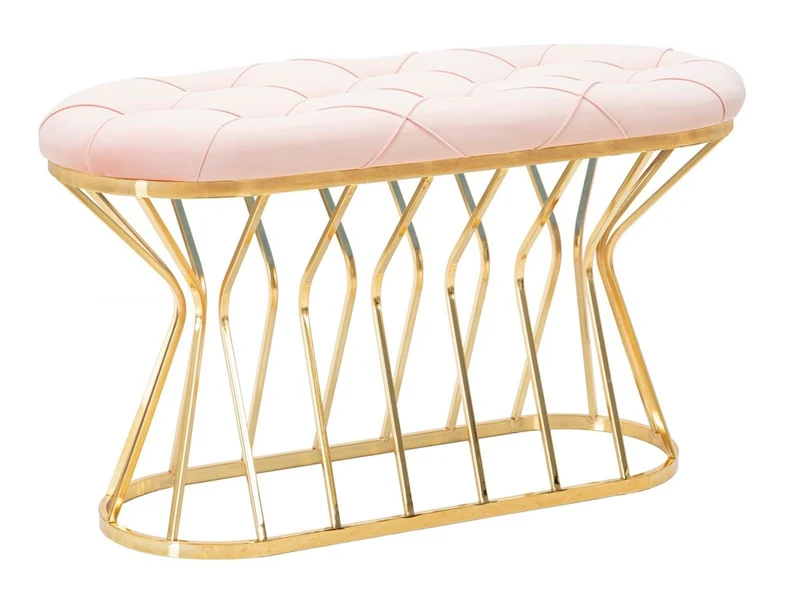 Casa Padrino Luxus Sitzbank Rosa / Gold 91 cm - Luxus Interior