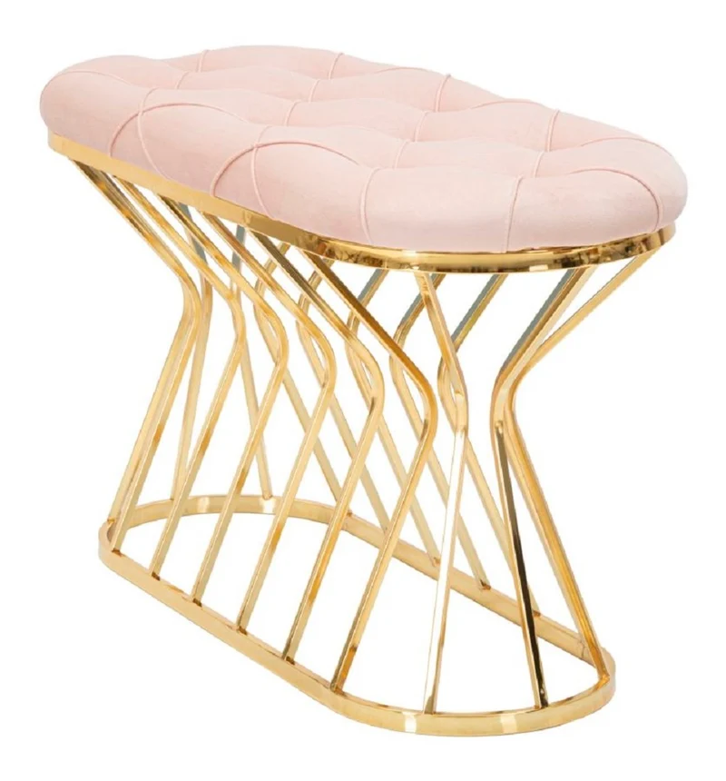 Casa Padrino Luxus Sitzbank Rosa / Gold 91 cm - Luxus Interior