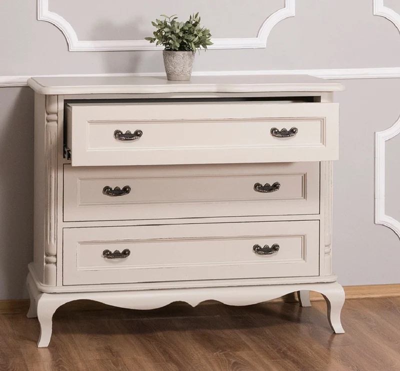 Casa Padrino Barock Landhausstil Kommode mit 3 Schubladen Antik Hellgrau 110 cm