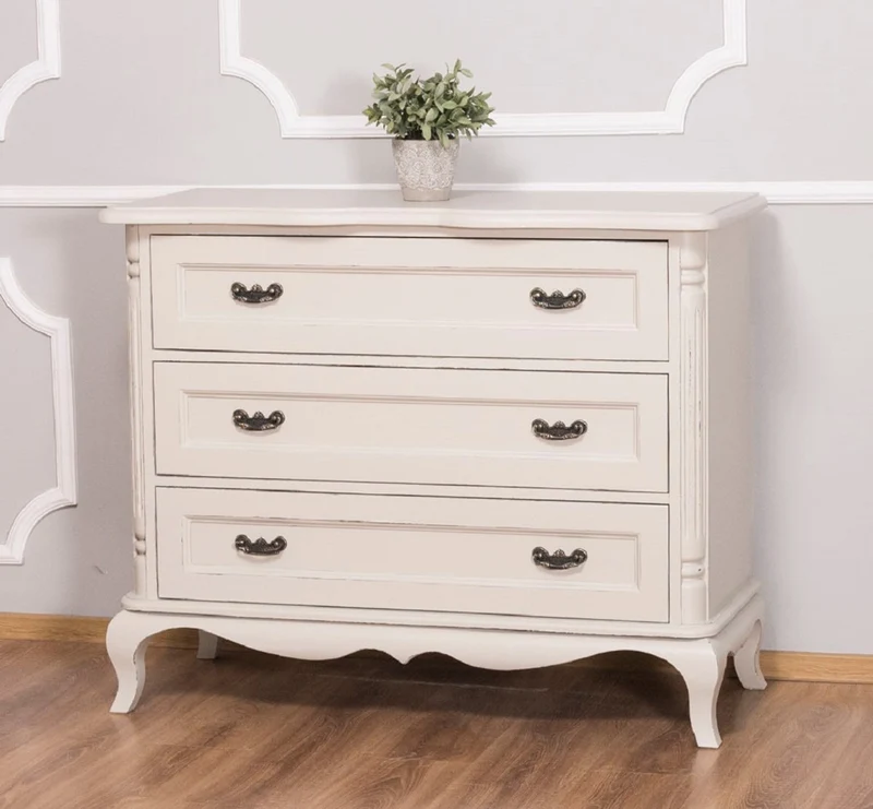 Casa Padrino Barock Landhausstil Kommode mit 3 Schubladen Antik Hellgrau 110 cm