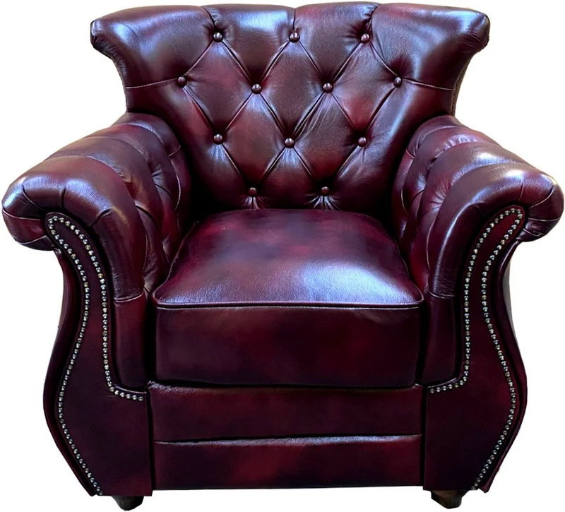 Casa Padrino Luxus Chesterfield Echtleder Wohnzimmer Set Bordeauxrot / Braun / Silber - 2 Leder Sofas & 1 Leder Sessel - Chesterfield Möbel - Wohnzimmer Möbel